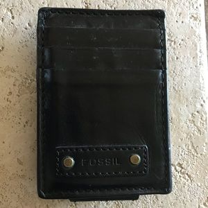 Fossil leather magnetic money clip / card case